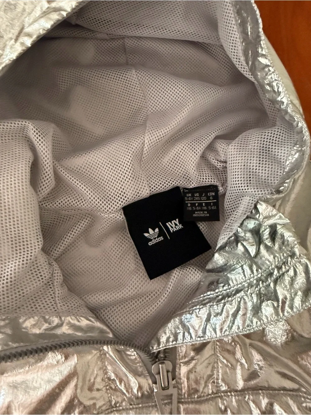 IVY PARK Metallic Silver Hooded Windbreaker Jacket